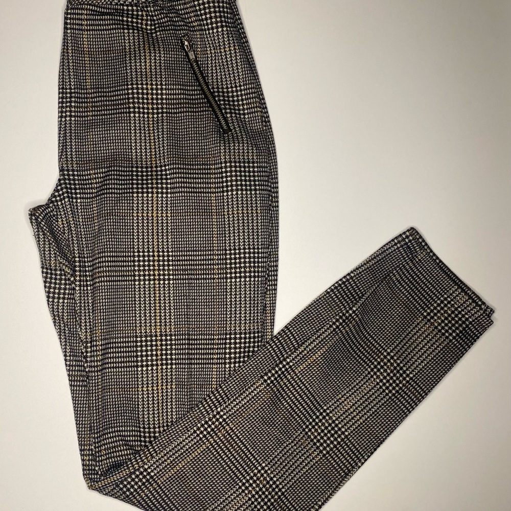 Straight leg plaid dress pants